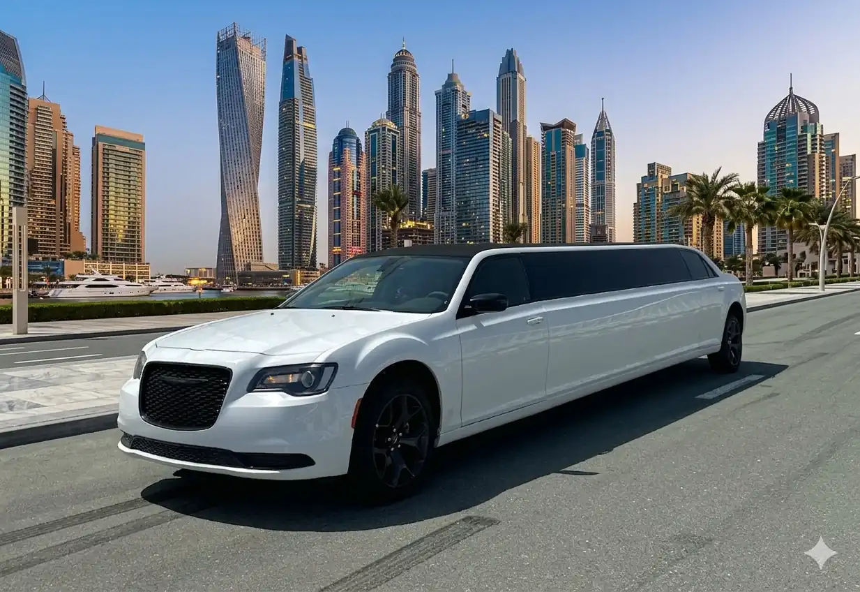 Chrysler Emerald Limousine chauffeur hire Dubai
