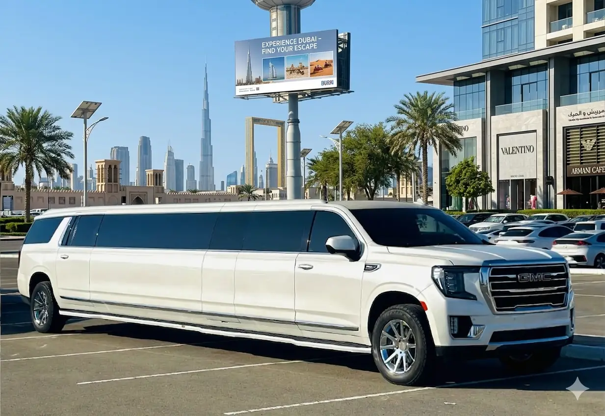 GMC Yukon Diamond Limousine chauffeur hire Dubai