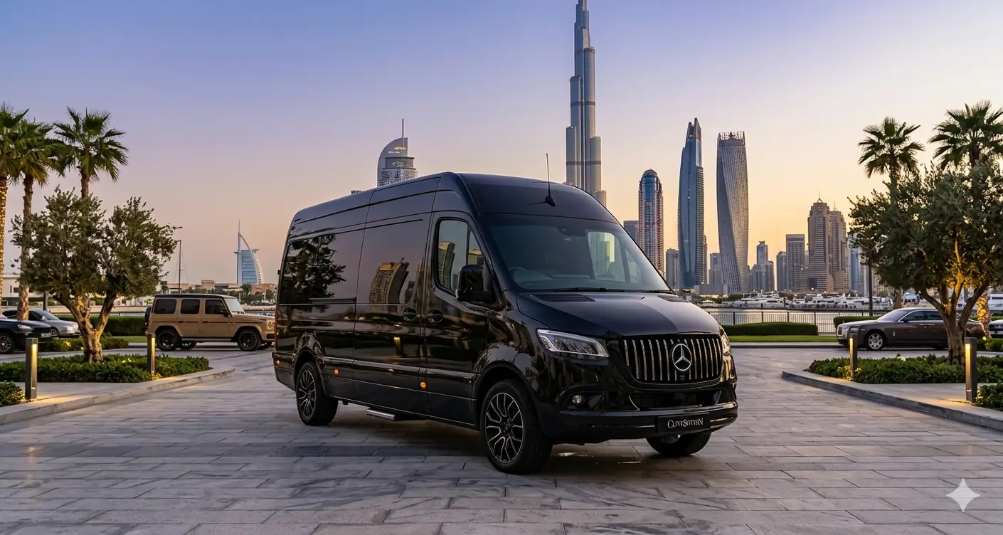 Mercedes Sprinter Business Class VIP chauffeur hire Dubai