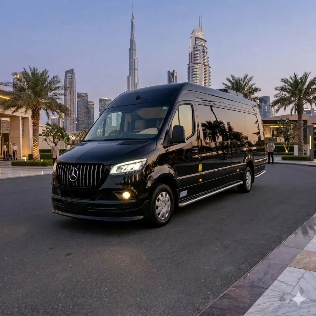 Mercedes Sprinter 19 Seater chauffeur hire Dubai